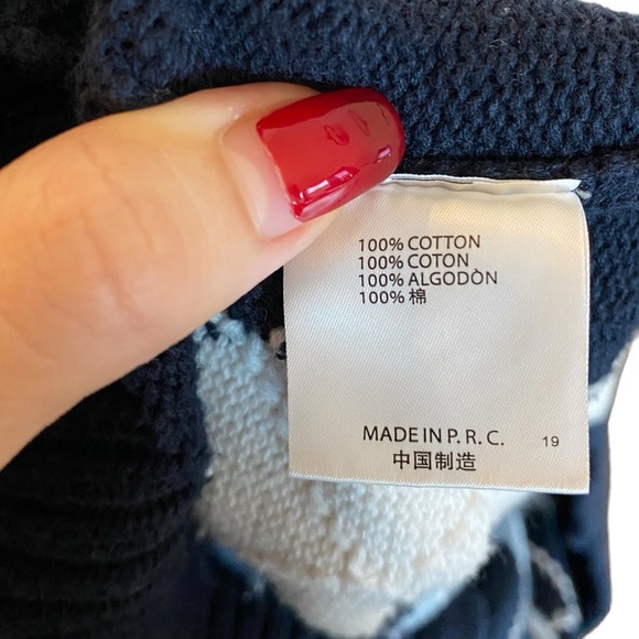 Brandy Melville Elizabeth Argyle Cardigan In Navy Blue & White - Picture 12 of 14